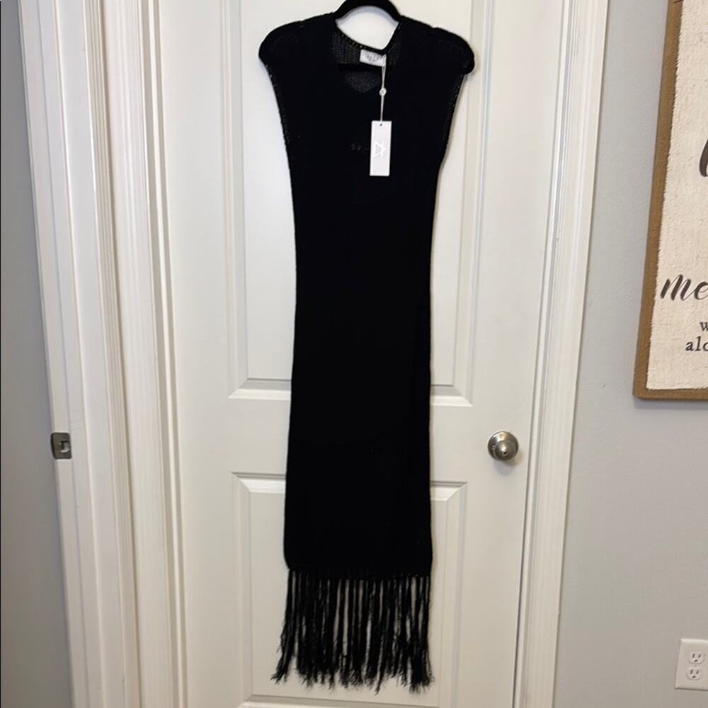 Sage Black wide Knit Maxi dress with detachable liner - Picture 1 of 3
